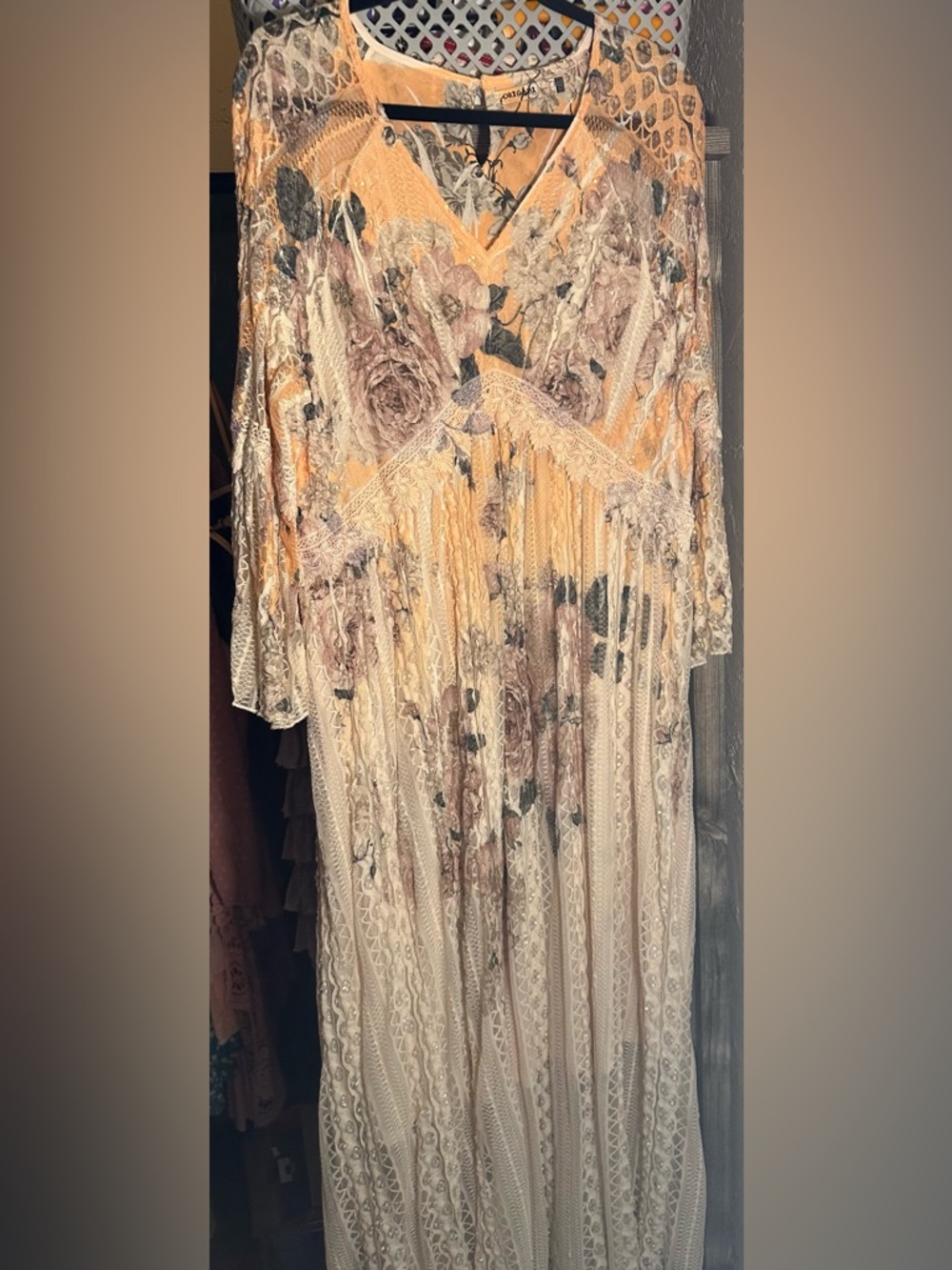 Origami Boho Floral Maxi Dress in Cream & yellow